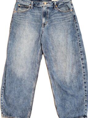 GAP High Rise Barrel Jeans 33 16 Short Medium Indigo